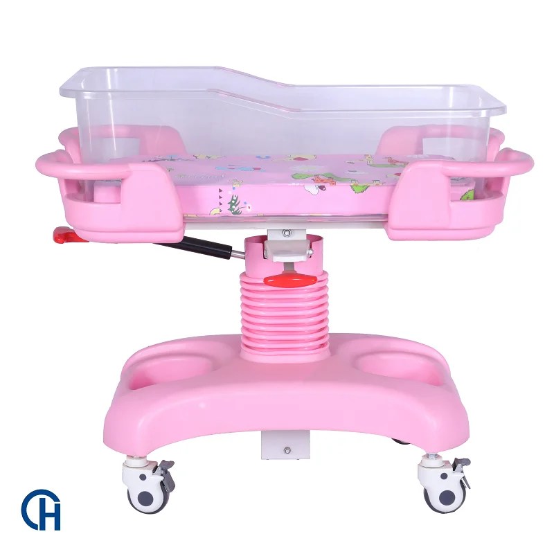 Abs Hospital Beds Cart With Gas Spring Adjustment For Newborn Infant Adjustable Baby Cart