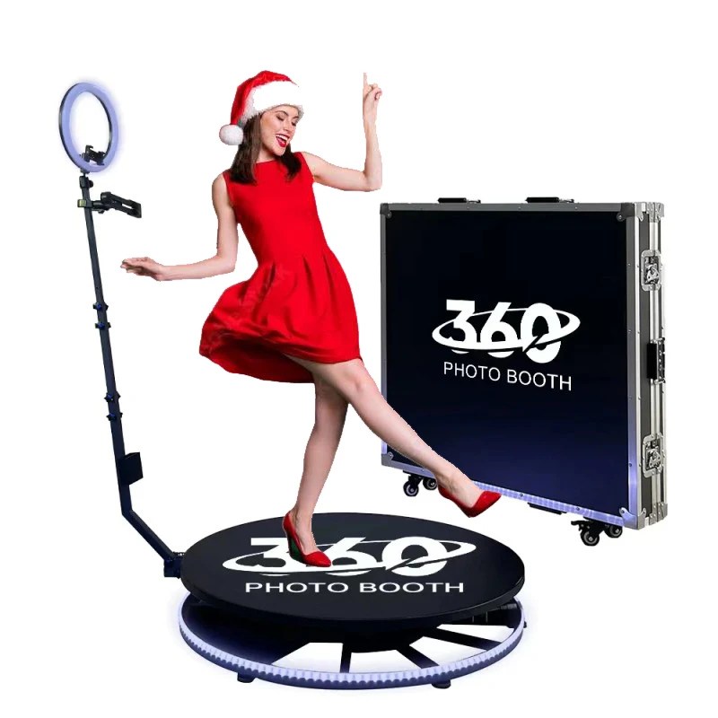 Promotional Fashion Metal Selfie 360 Booth With Ring Light Photo Booth