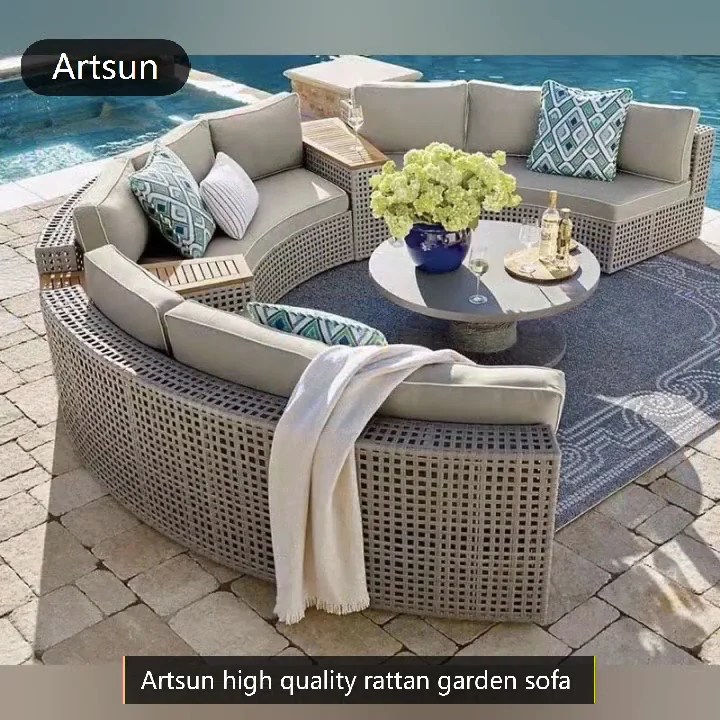 Sofá De Ratán Sofá De Jardín Conjunto De Sofá Redondo Para Exteriores