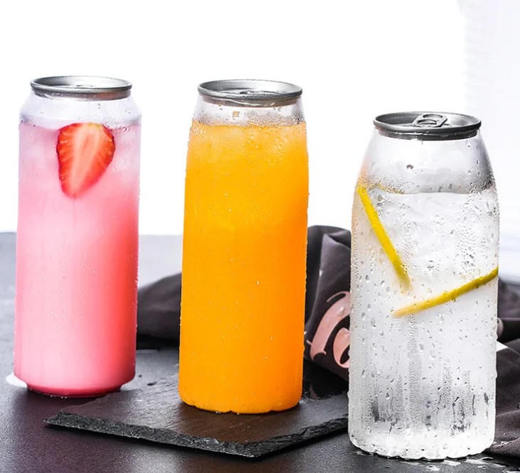 500ml New Style Boba Tea Bubble Milk Cups Clear Pet Cans Soft Drinks
