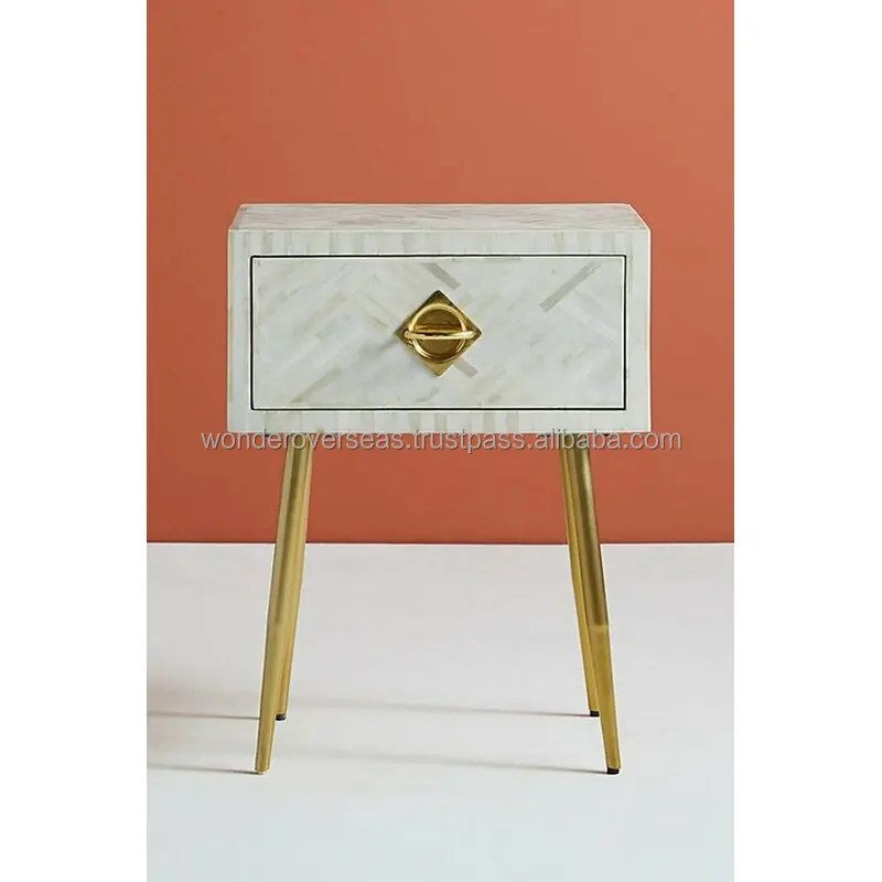 Standard Quality Bone Inlay Bedside Table For Bedroom Mother Of Pearl