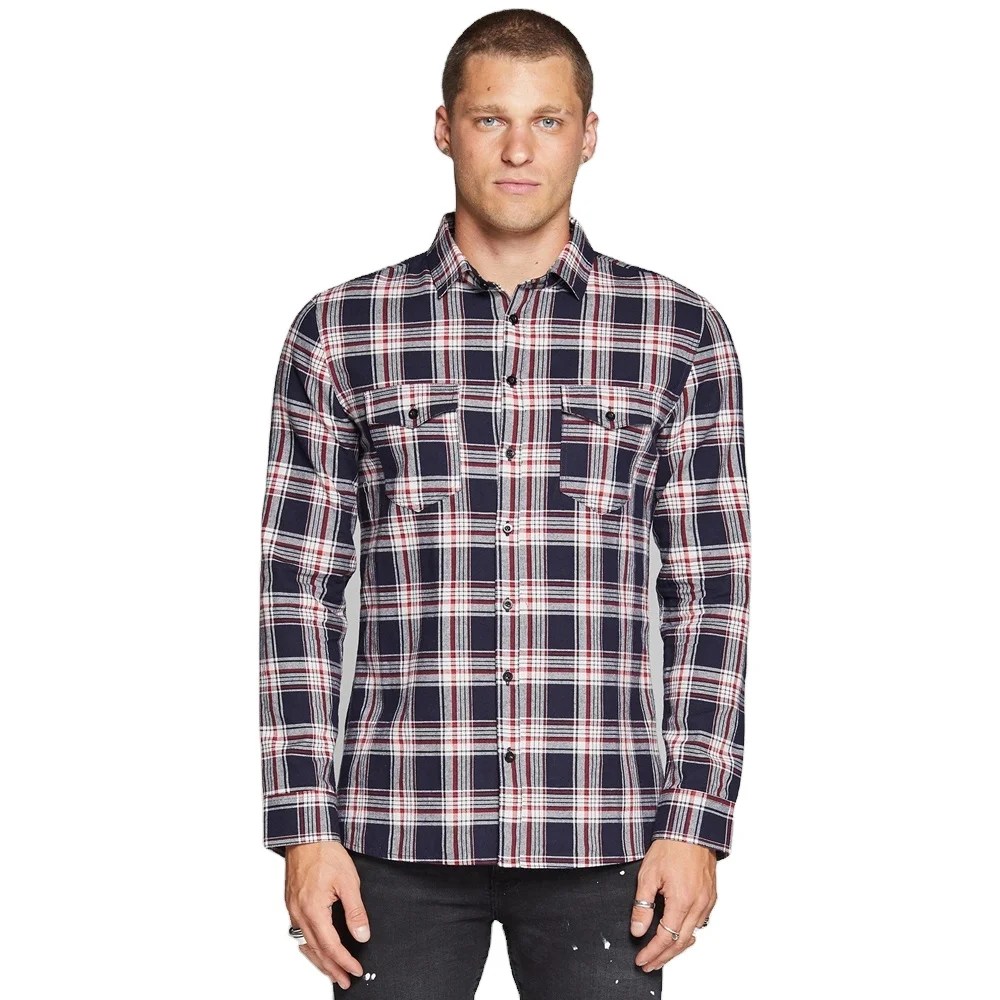 2019 Casual Plaid Flannel Shirt For Men's Custom High Quality Fashion