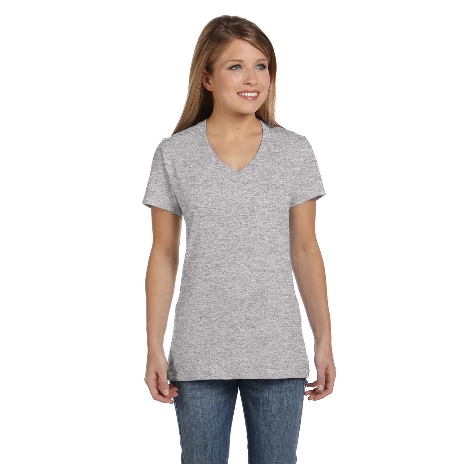 White Stripe V Neck Cotton Summer Casual T Shirt Women T Shirts Short Sleeve V Neck Custom Solid