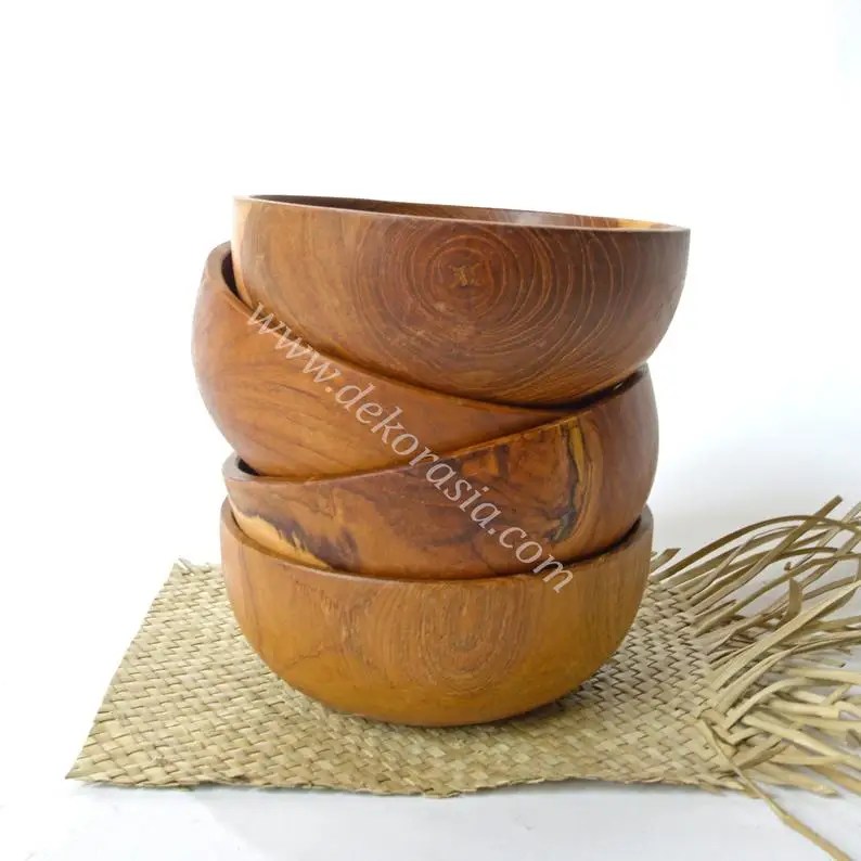 Teak Wood Round Bowl Dish Serving Dessert Diameter 5.7 Inches