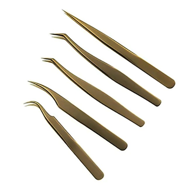 Rose Gold Eyelash Tweezers With Custom Logo And Packing Hot Selling On