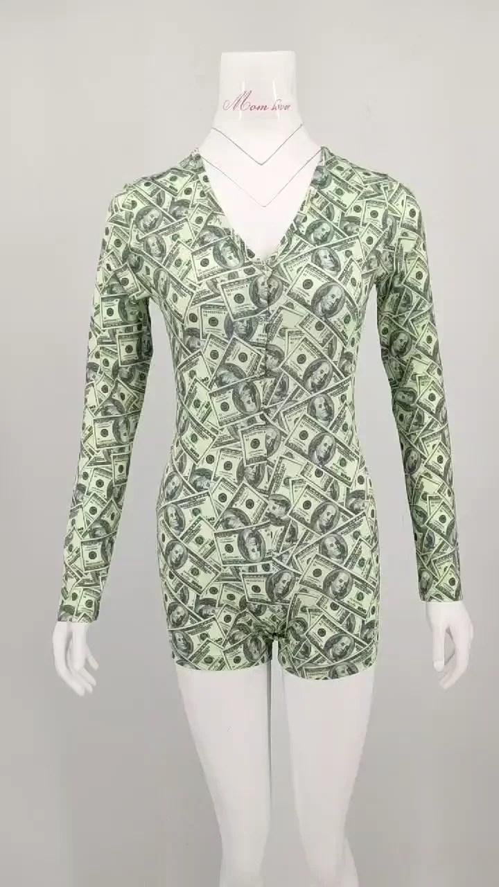Ml Money Onesie Women Clothing Romper Plus Size Jumpsuit Romper Pajamas