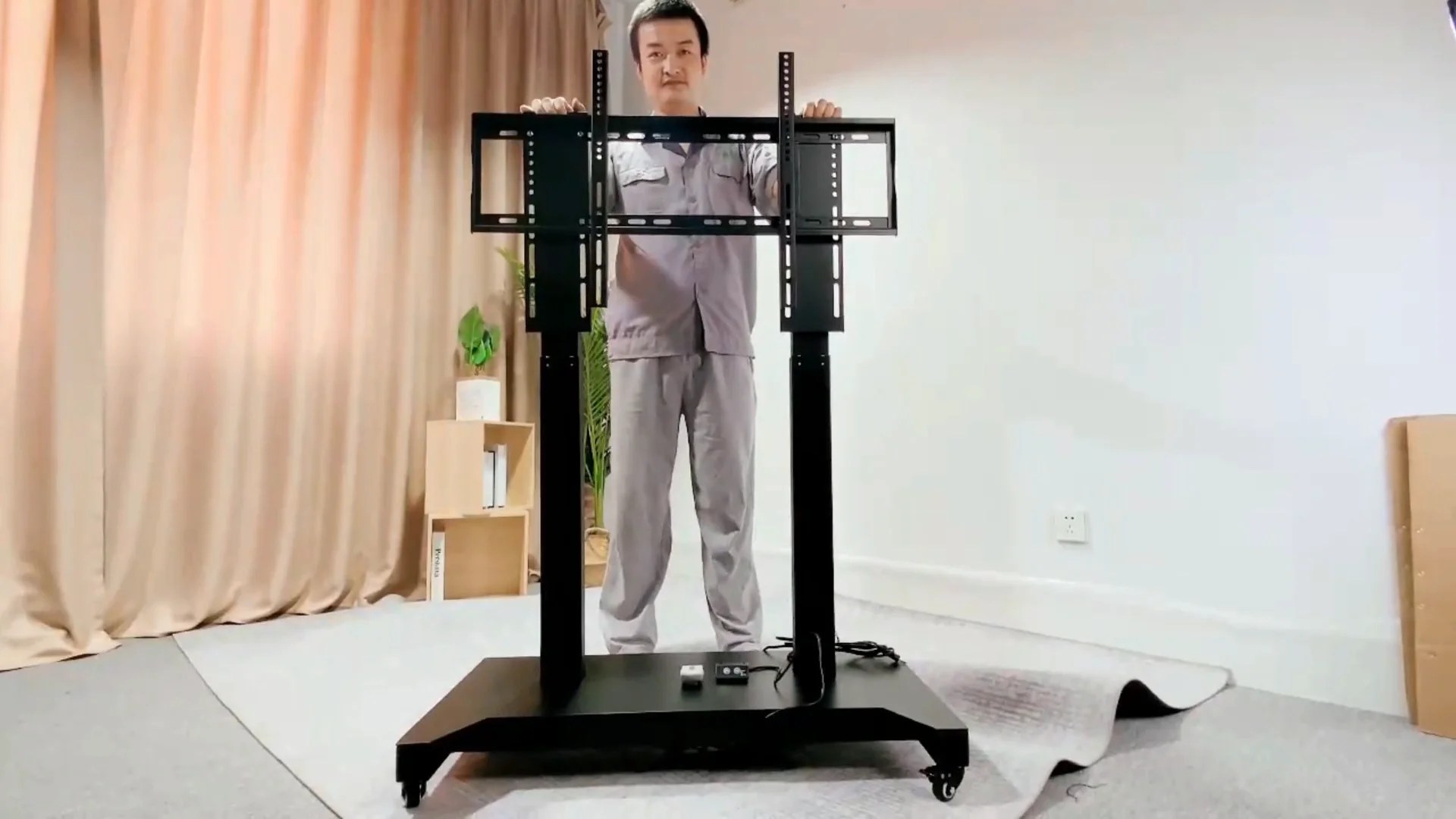 Electric Lcd Tv Lift With Rolling Wheel Supplier Motorized Tv