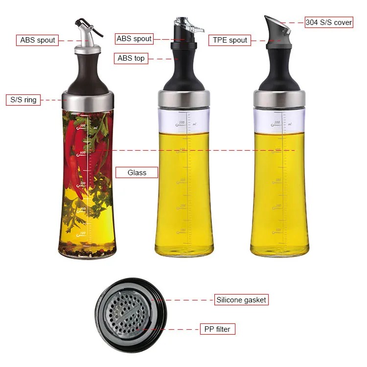 570ml Empty Transparency Square Cooking Oil Glass Bottle Olive Oil Dispenser For Kitchen Buy