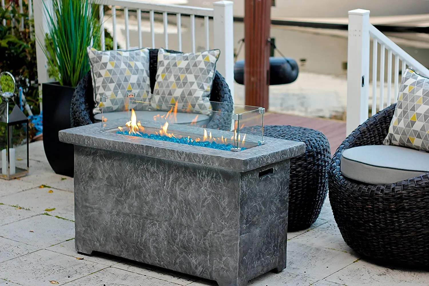Fire Tables 60 Brown, Cobalt Blue AKOYA Outdoor Essentials 60
