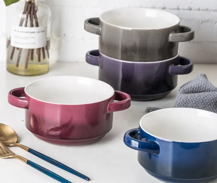 Porcelain French Onion Ceramic Soup Bowls Exclusive Classic And