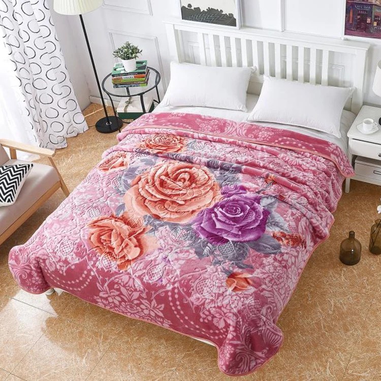 Raschel Blanket Floral Quilt Blanket Winter Mink Blanket Fabric For