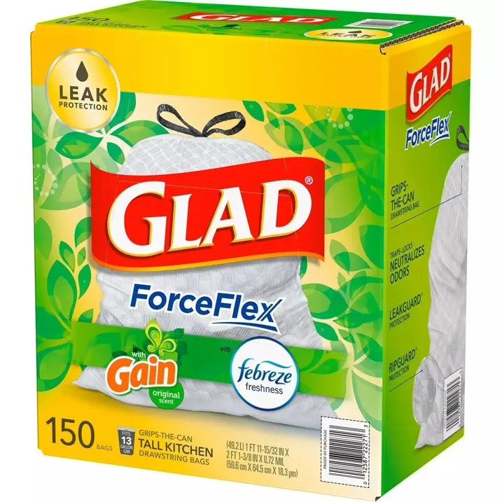 Glad 4 Gallon Small Drawstring Kitchen Trash Bags,Sweet Citron And Lime