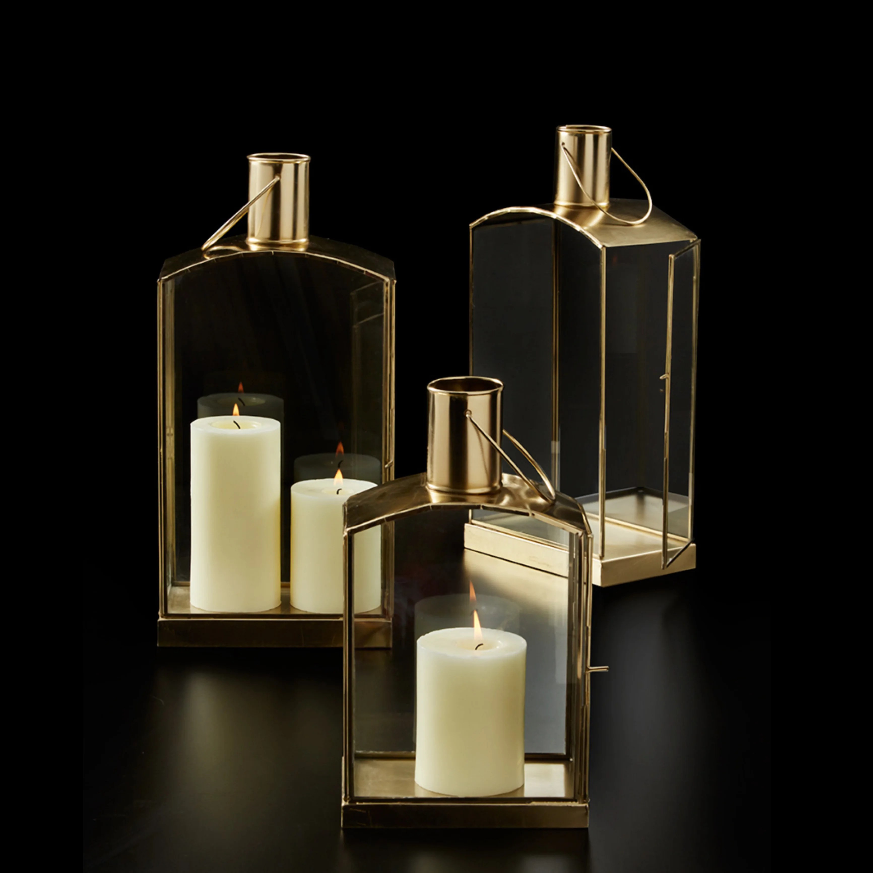 Wholesale Candle Holder Lantern Glass And Gold Metal Candle Holder Vintage Lantern For Home