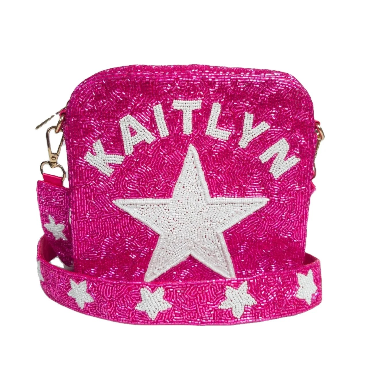 Customized Crossbody Shoulder Strap Handbag Women Beaded Sling Bag For Game Day And Casual Dates