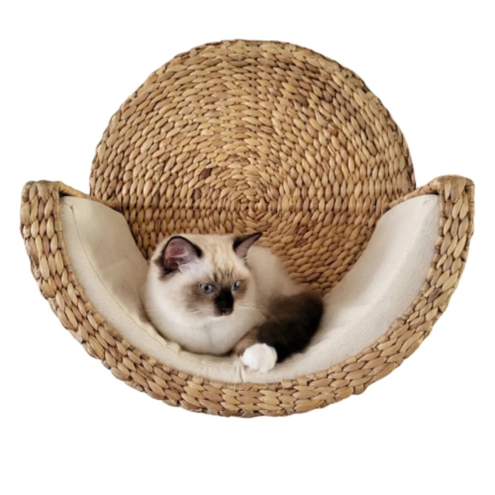 Best Quality Natural Water Hyacinth Wall Cat Basket Cat Shelves Hanging
