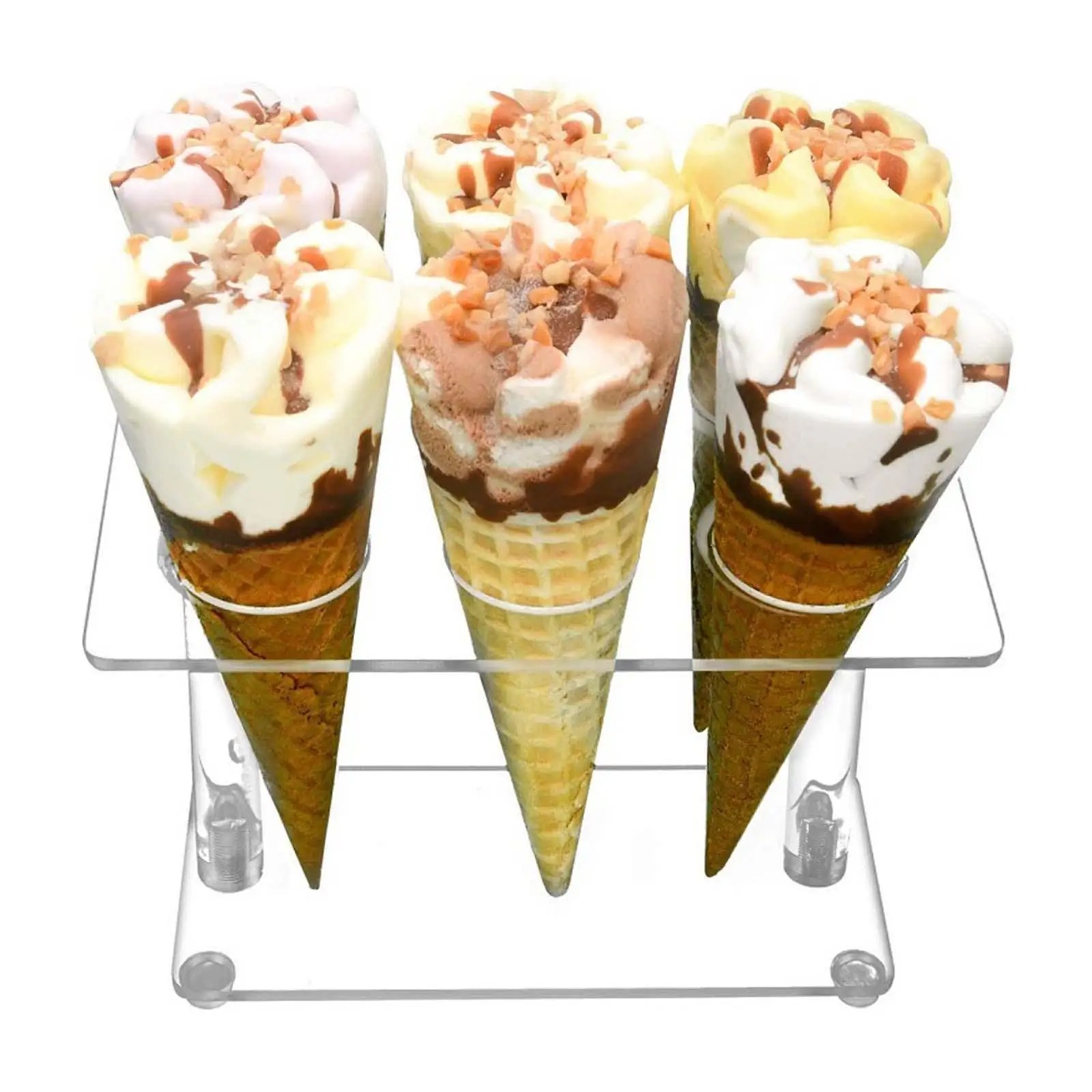 Transparent Ice Cream Cone Stand For Wedding Purpose Well Polished