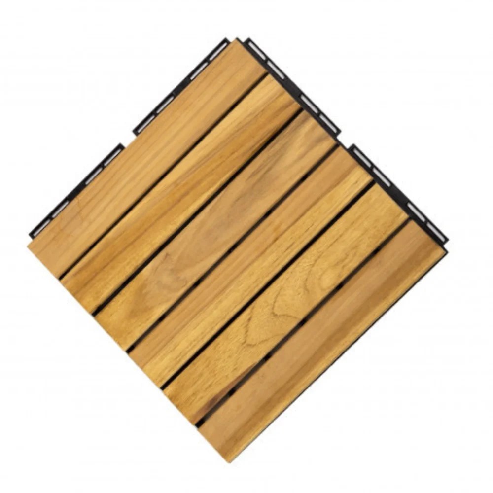 Interlocking Square Teak Wood Deck Tiles// 30x30 Cm Balcony Floor