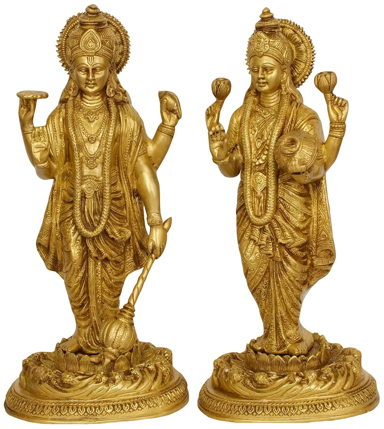 Brass Idol/statue Of Lord Vishnu Laxmi On Sheshnag For Home & Office