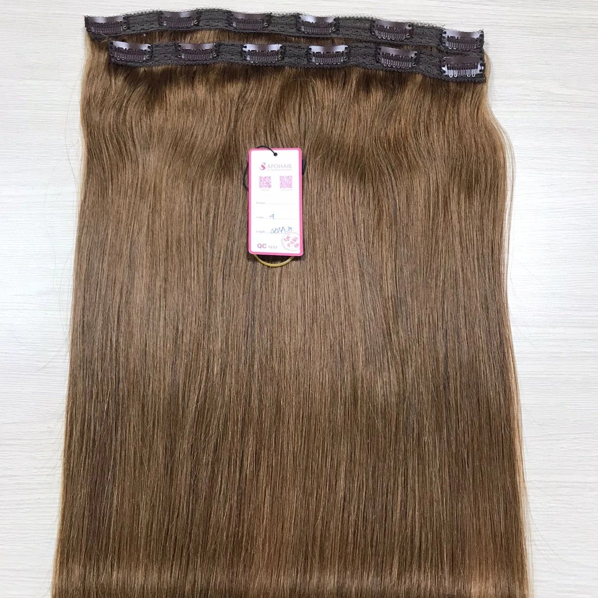 Clip In Straight Hair Extension Dark Brown Color 4 Raw Human Hair