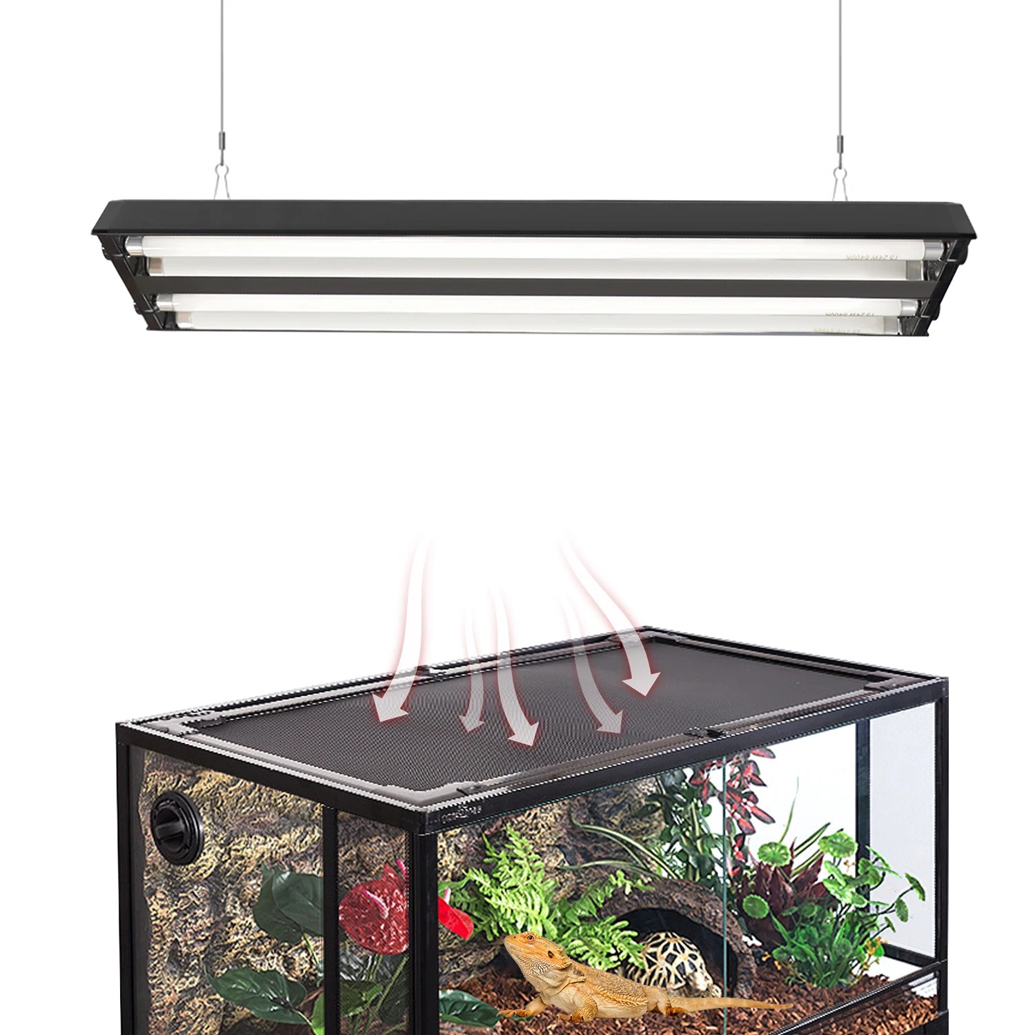 ストリップ 長方形爬虫類ヒートランプフィクスチャフルスペクトルデュアルt5蛍光灯爬虫類バッキングuvauvbランプ Buy Reptile