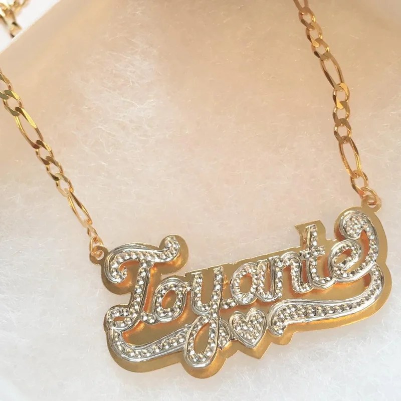 Name Plate Gold Necklace ubicaciondepersonas.cdmx.gob.mx