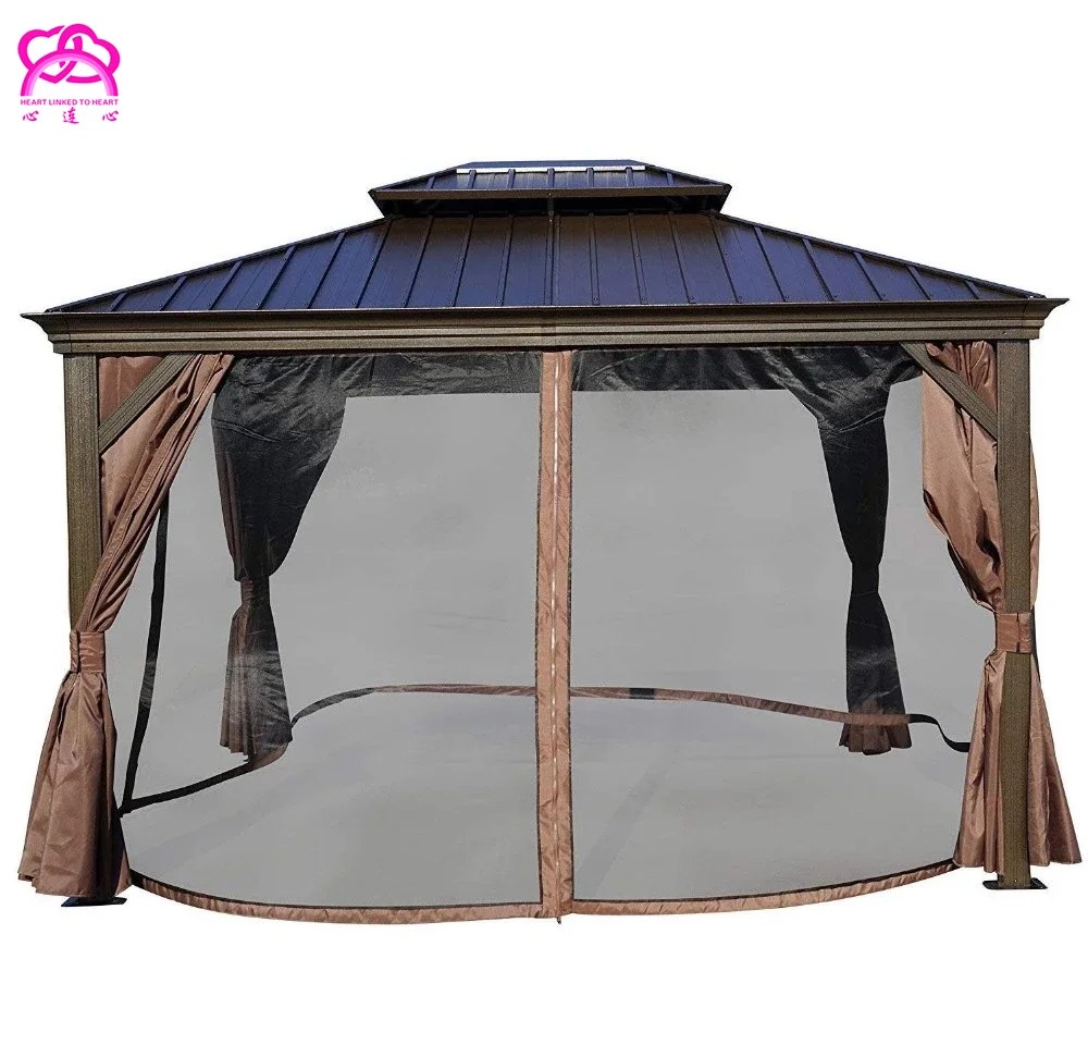 Sojag Mykonos Ii 10x12 Double Roof Hardtop Gazebo With Mosquito Netting