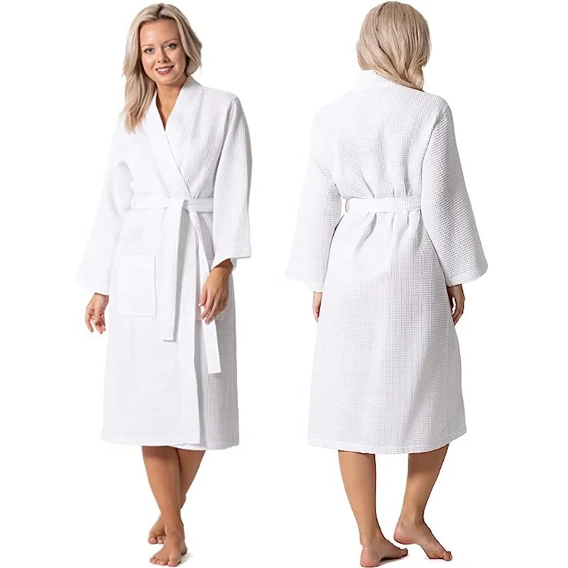 Custom Waffle Luxury Thin Soft House Bath Robe Women Knit Bathrobes For