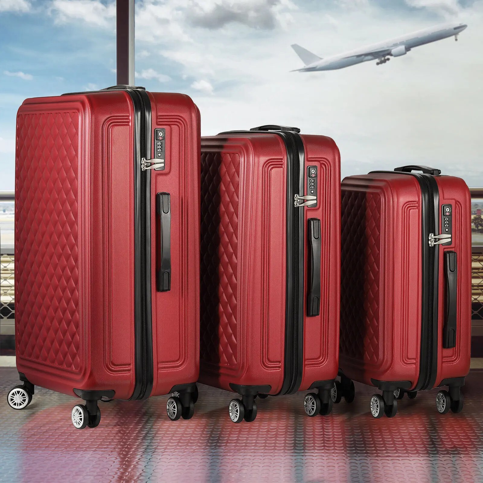 Hot Selling Suitcases Abs Turkey Trade Rubber Wheels 4 Wheel Cabin Anti