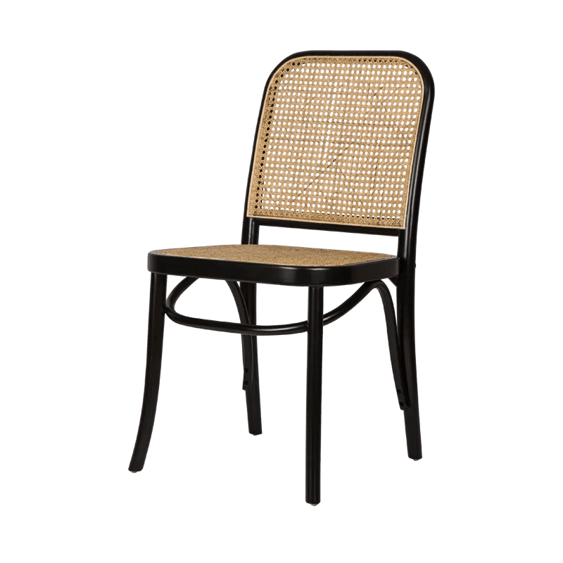 Provincial Style Rattan Solid Wood Frame Dining Chair Black Rattan