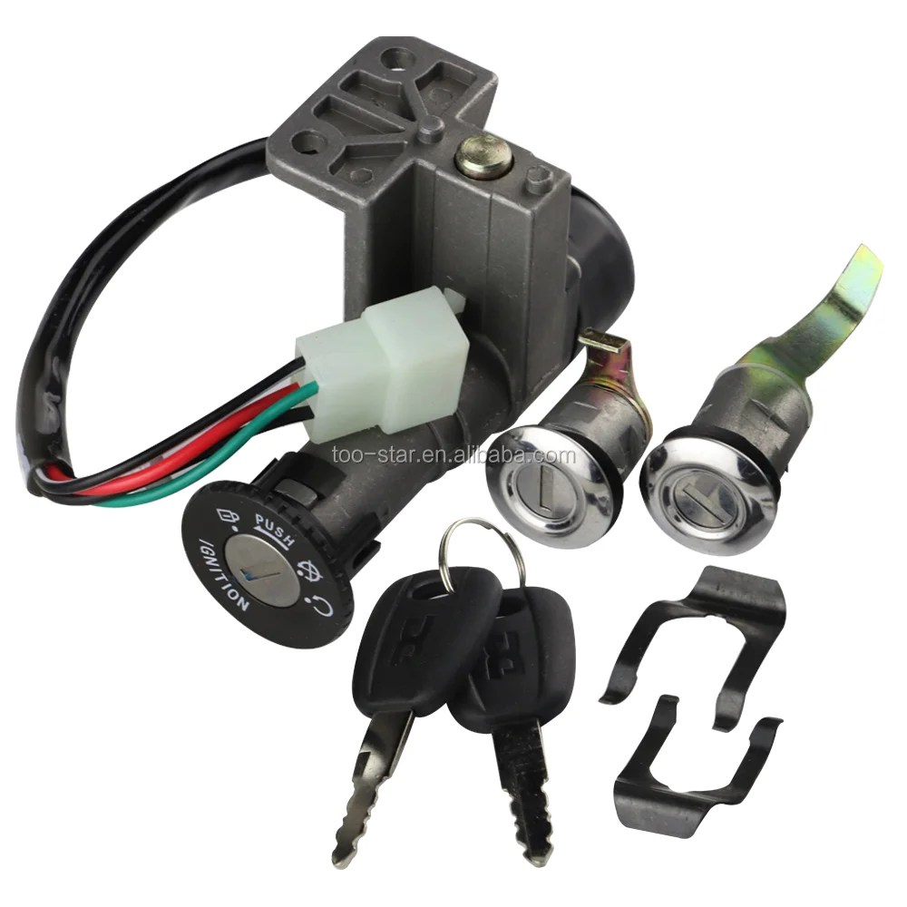 4 Wire Key Ignition Switch Set For Scooter Moped 49cc 50cc 110cc 150cc