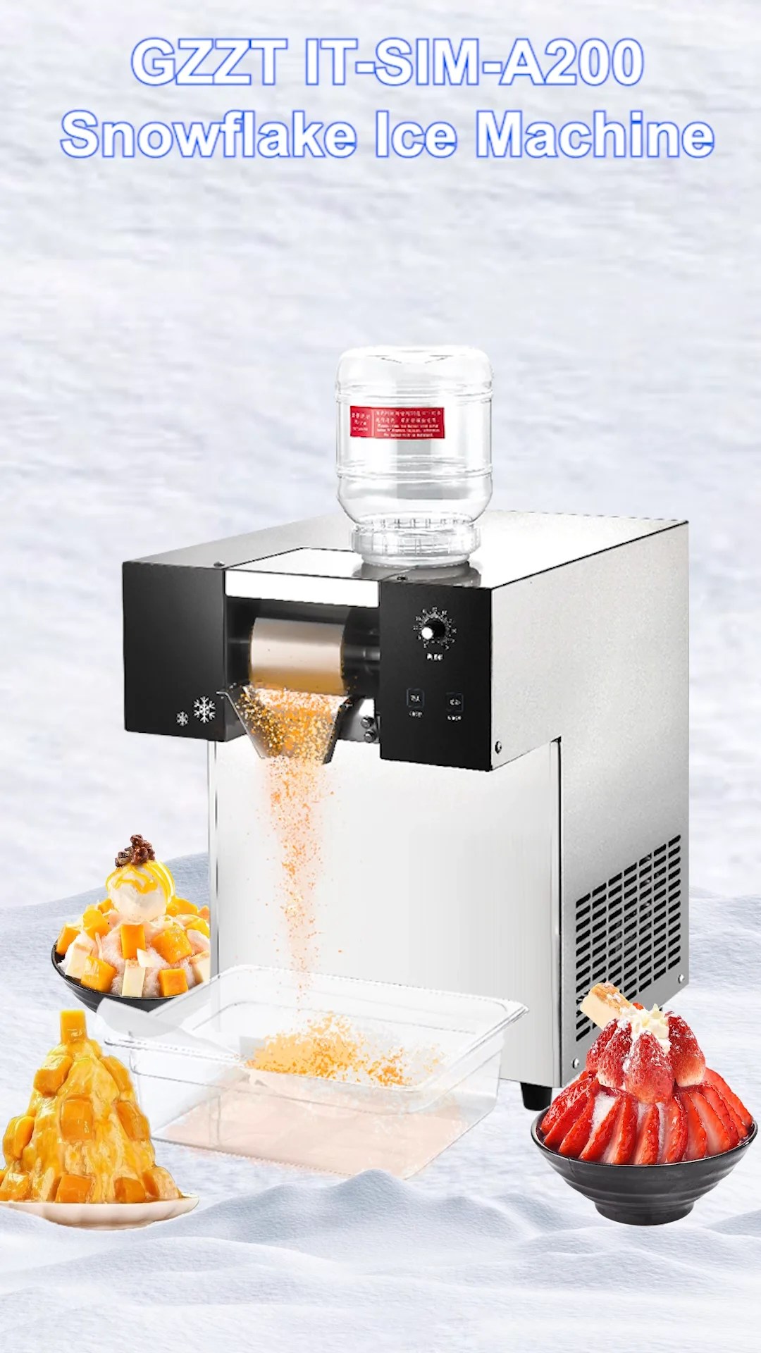 240kg/day Air Cooling Automatic Snowflake Flake Cream Crusher Maker