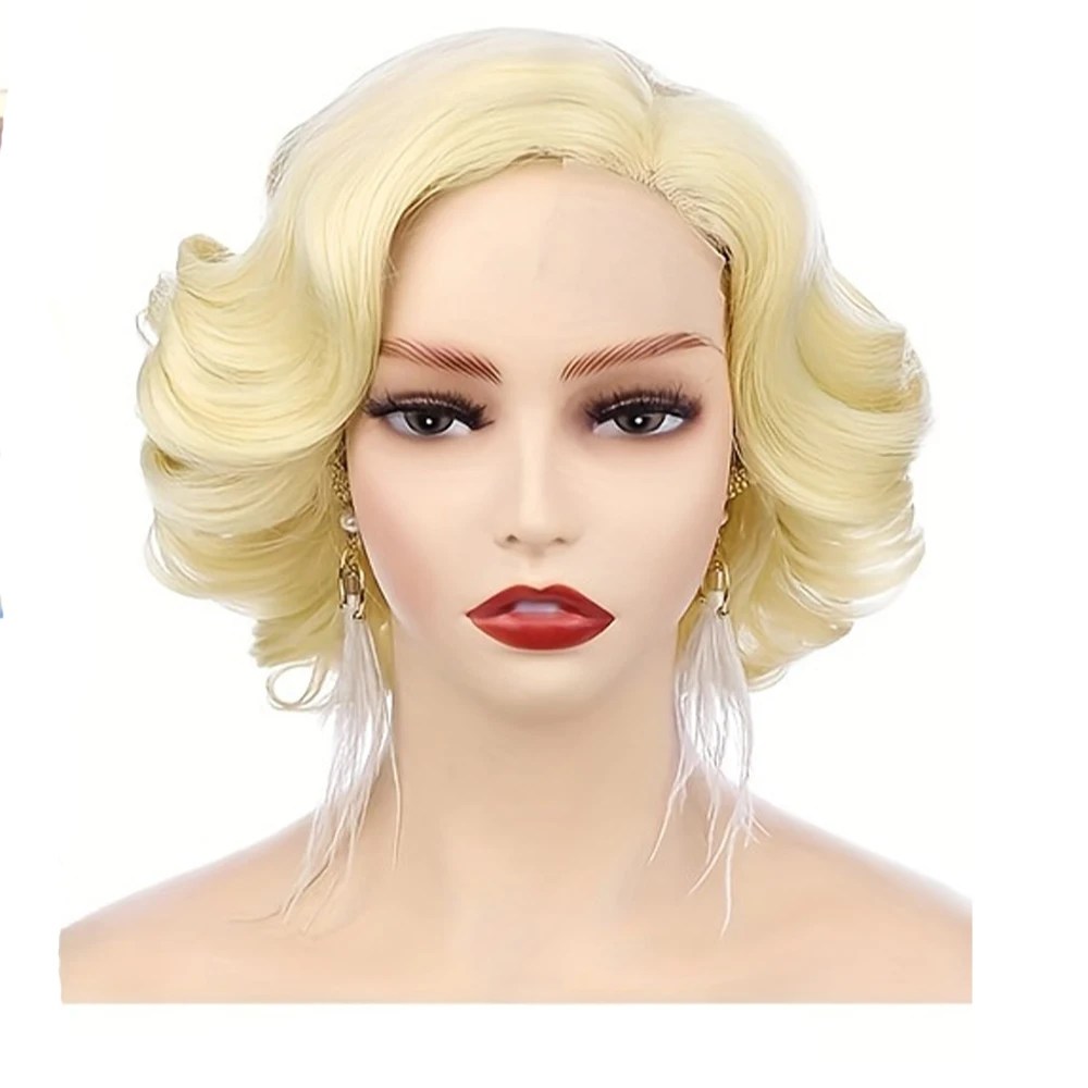 8-inch Big Wave Fluffy Ladies' Short Curly Wig Multicolor 4*1 Lace