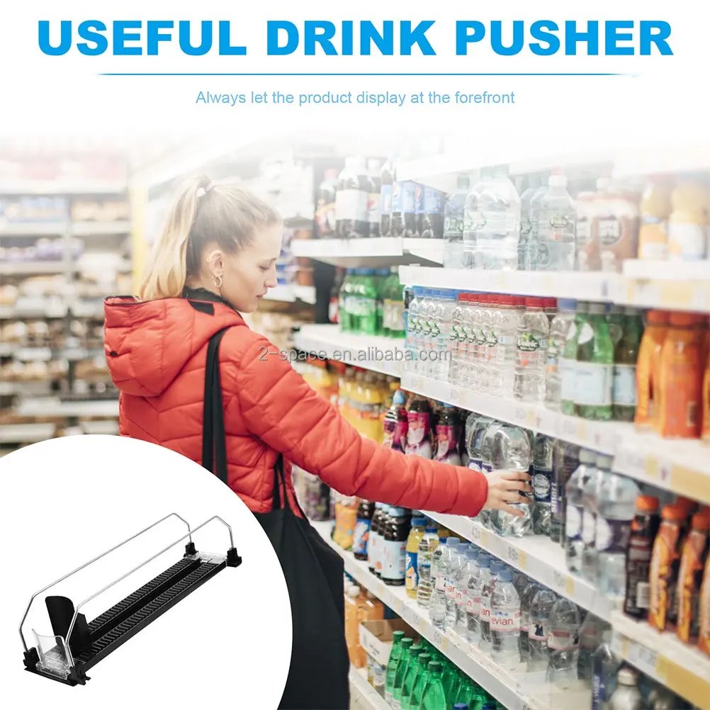Plastic Auto Drink Pusher Black Fast Pusher Glide Shelf Replenishment