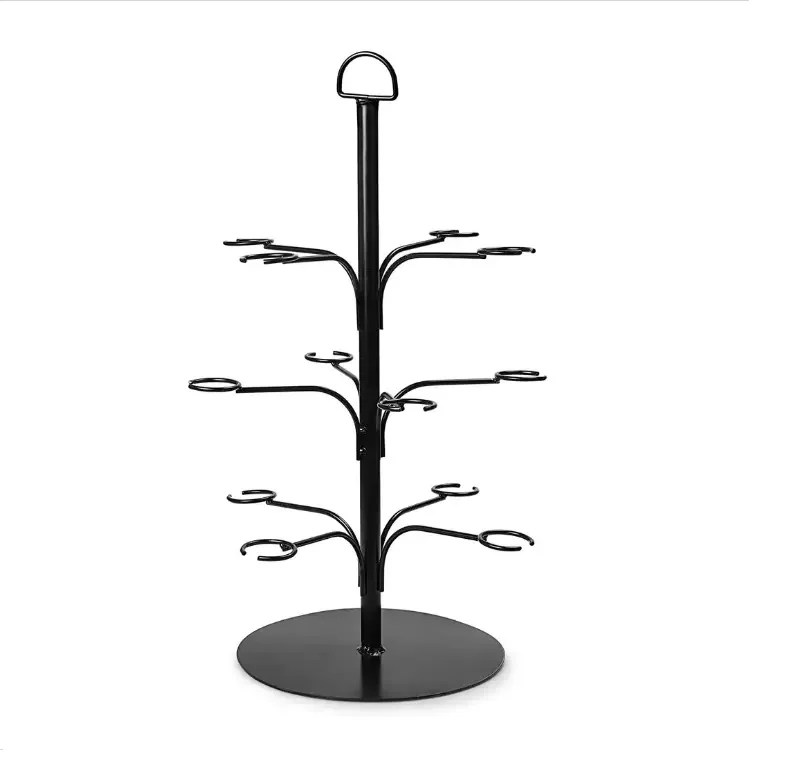 Black Color 12 Cocktail Glass Holder Metal Wine Glass Cup Tree Stand
