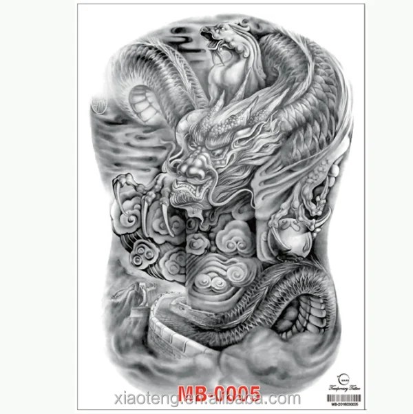 Grigio Del Tatuaggio Volare Drago Cinese Grande Impermeabile Tatuaggio Temporaneo Adesivi Per Tutta La Schiena 34X48Cm - Buy Impermeabile Adesivi Per La Parte Posteriore,Drago Autoadesivi Del Corpo Di,Impermeabile Adesivi Per Piastrelle Product 601_x_600_png