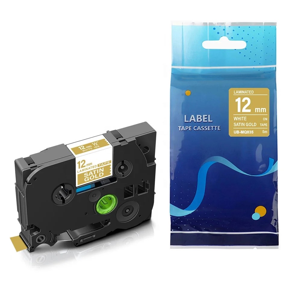 Kompatibel Brother Tze Label Tape Mq835 Putih Satin Emas 12Mm Pita Printer Tze-Mq835 Untuk P Touch Pembuat Label Pt-1000 Pt 110 - Buy Tze Label Tape 12Mm,Pengganti Brother P Touch Label Printer,Kompatibel