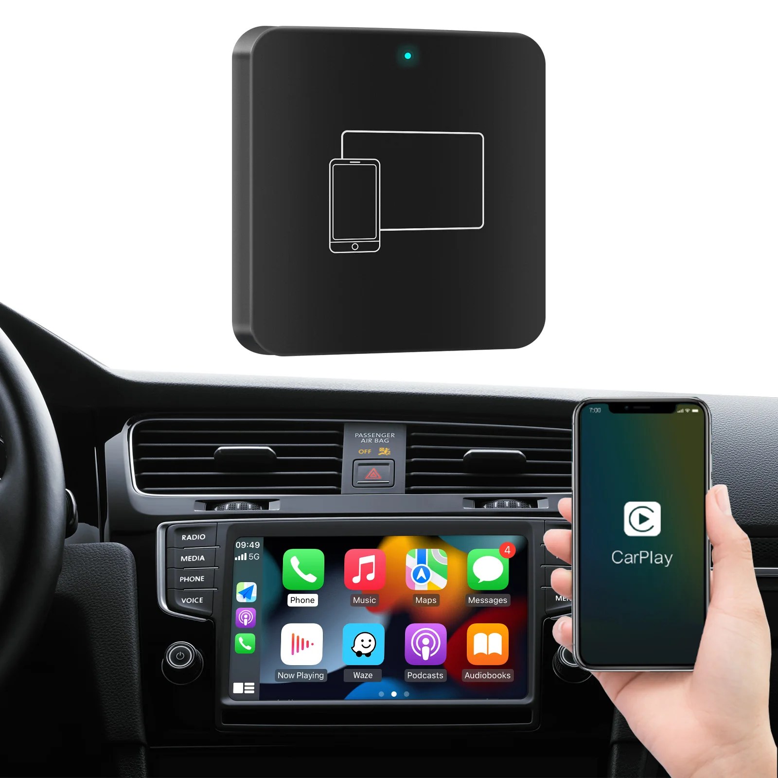 Carabc Wireless Apple Carplay Dongle For Car,Wired To Wireless Carplay