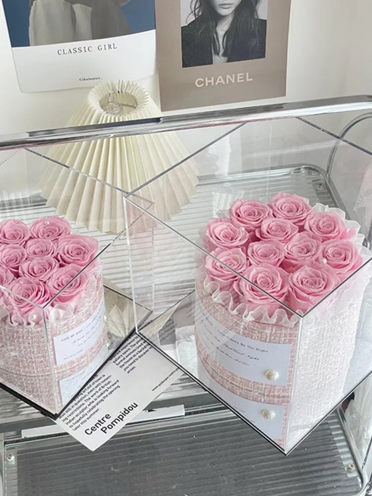 Cheapest Flowers Preserved Fresh Flower Eternal Rose In Acrylic Box