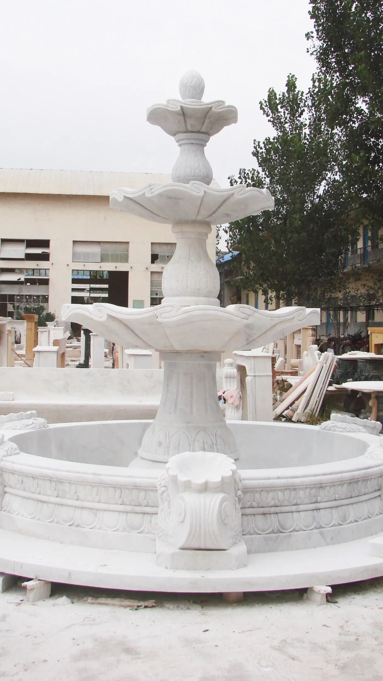 Garden Decoration Nature Stone Fountain Hand Carved Marble Water