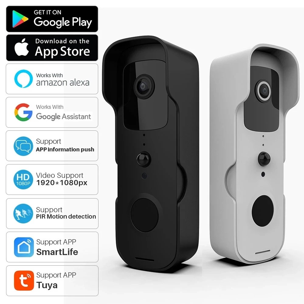 Tuya Bel Pintu Video Pintar Wifi 1080P Video Interkom Bel Pintu Kamera Ip Audio Dua Arah Berfungsi Dengan Alexa Echo Show Google Home - Buy Cincin Wifi Bel Untuk Apartemen,Cincin Wifi Bel,Cincin
