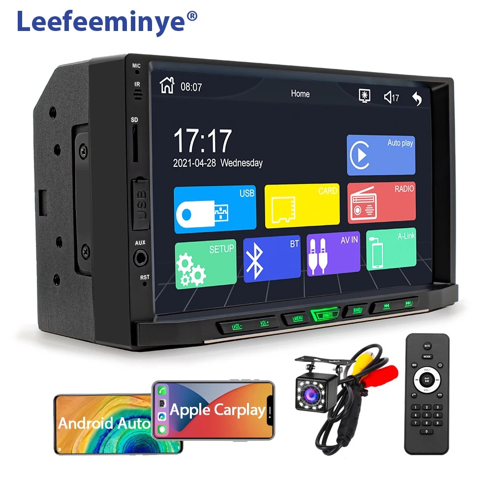 Radio Mobil Stereo 2 Din Dengan Carplay Dan Telepon Android Auto Mirror-Link 5.0 Handsfree Usb Aux-In Autoradio Pemutar Mp5 - Buy 2 Din Mobil Radio Dengan Carplay,2 Din Mobil Stereo,Android Auto Mp5