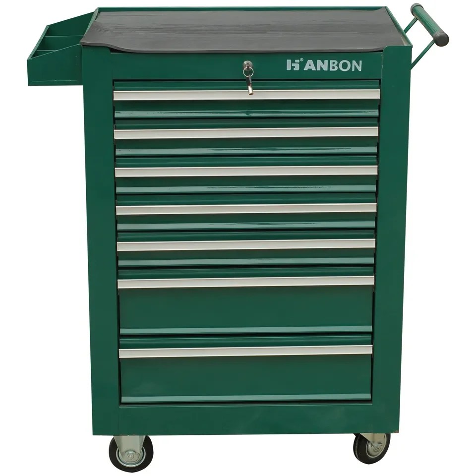 7 Drawer Tool Heavy Duty Metal Storage Hardware Tools Set Box 4 Wheel Steel