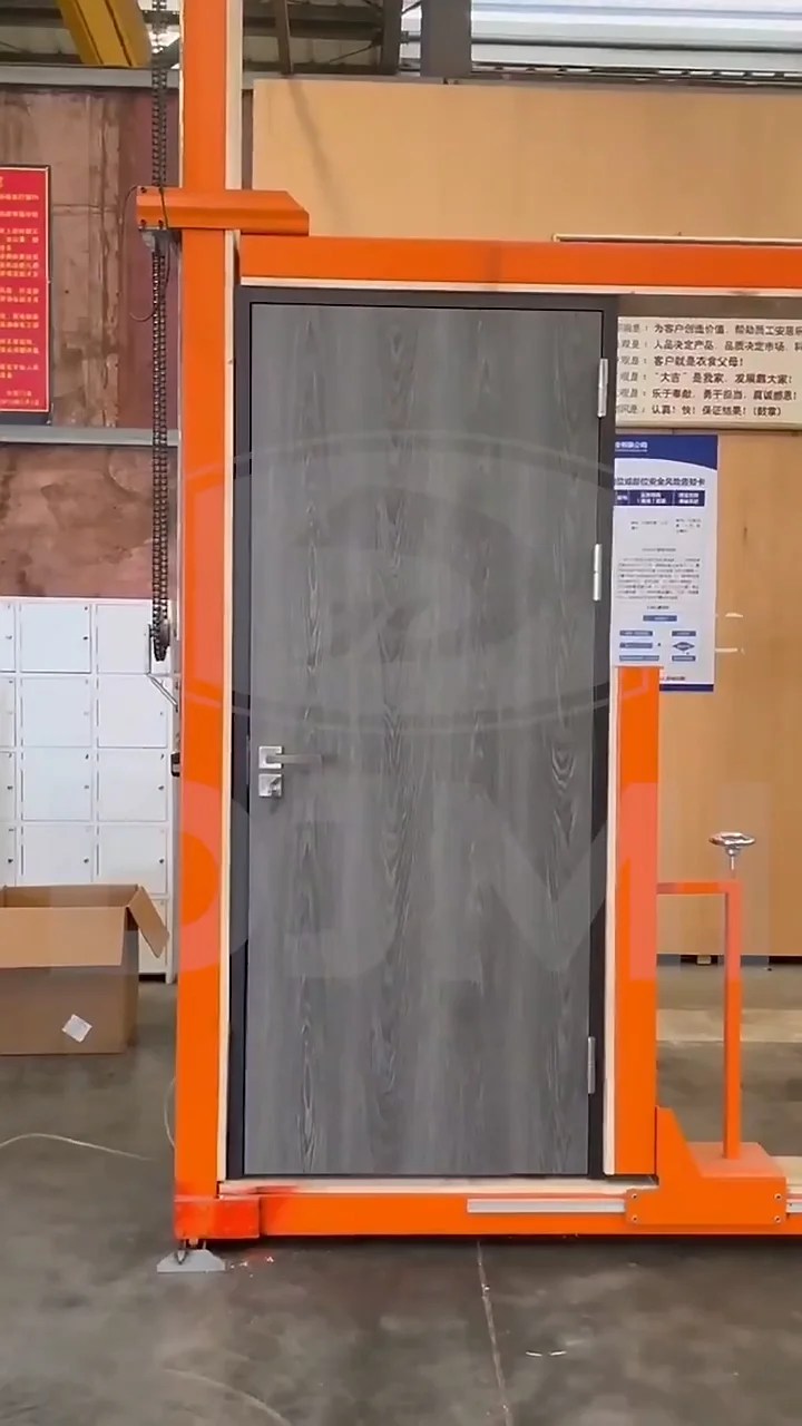 Foshan Custom Made Interior Wood Door With Metal Frame Hotel Wooden