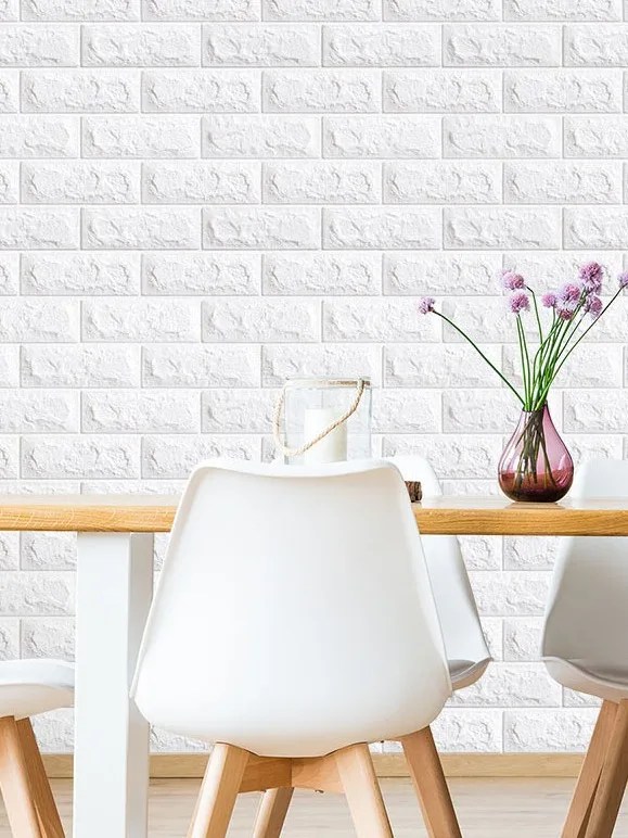 White Brick 3d Wall Panels Peel And Stick Wallpaper For Living Room