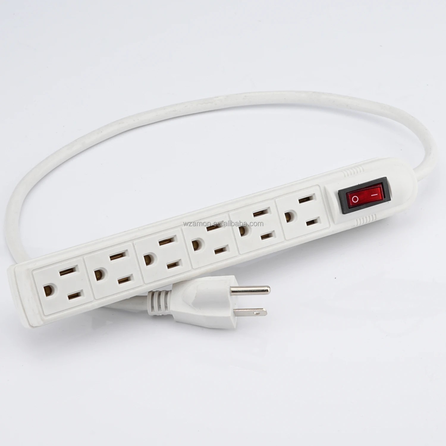 Electrical 15a 6 Outlet Power Strip Socket Extension Cord Supply Multi