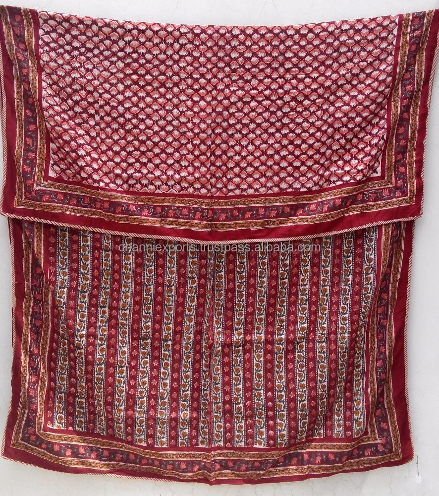 Beautiful Indian Cotton Hand Block Print Quilts Floral Printed Cotton