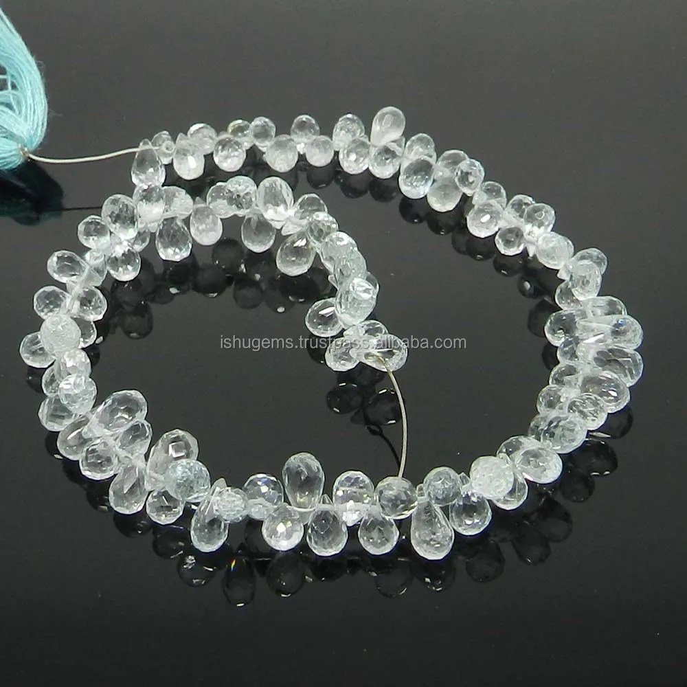 Aquamarine 6x4mm Pear Briolette Beads 8 Inch Length Strand Gemstone
