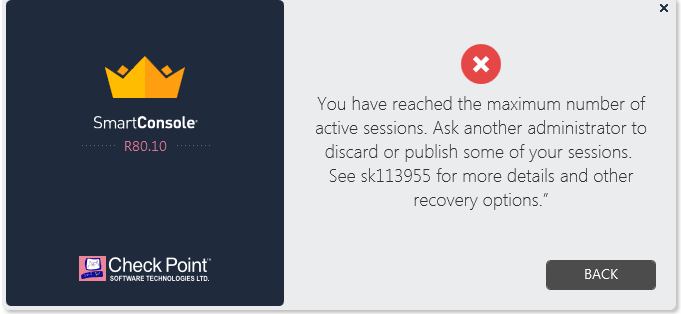 "You have reached the maximum number of active sessions" error in