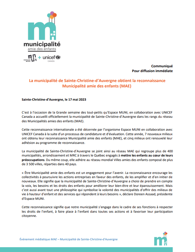 Familles & Aînés Municipalité de SainteChristined'Auvergne