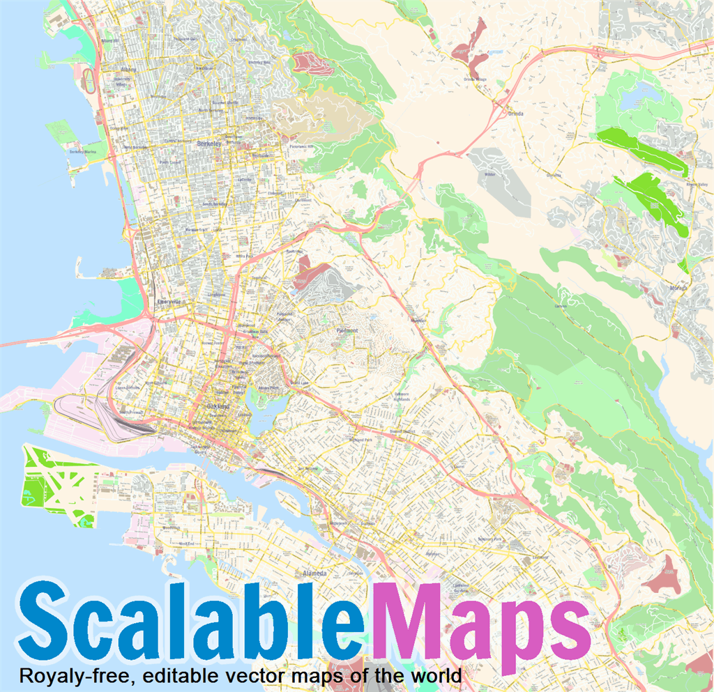 ScalableMaps Vector map of Berkeley (colorful city map theme)